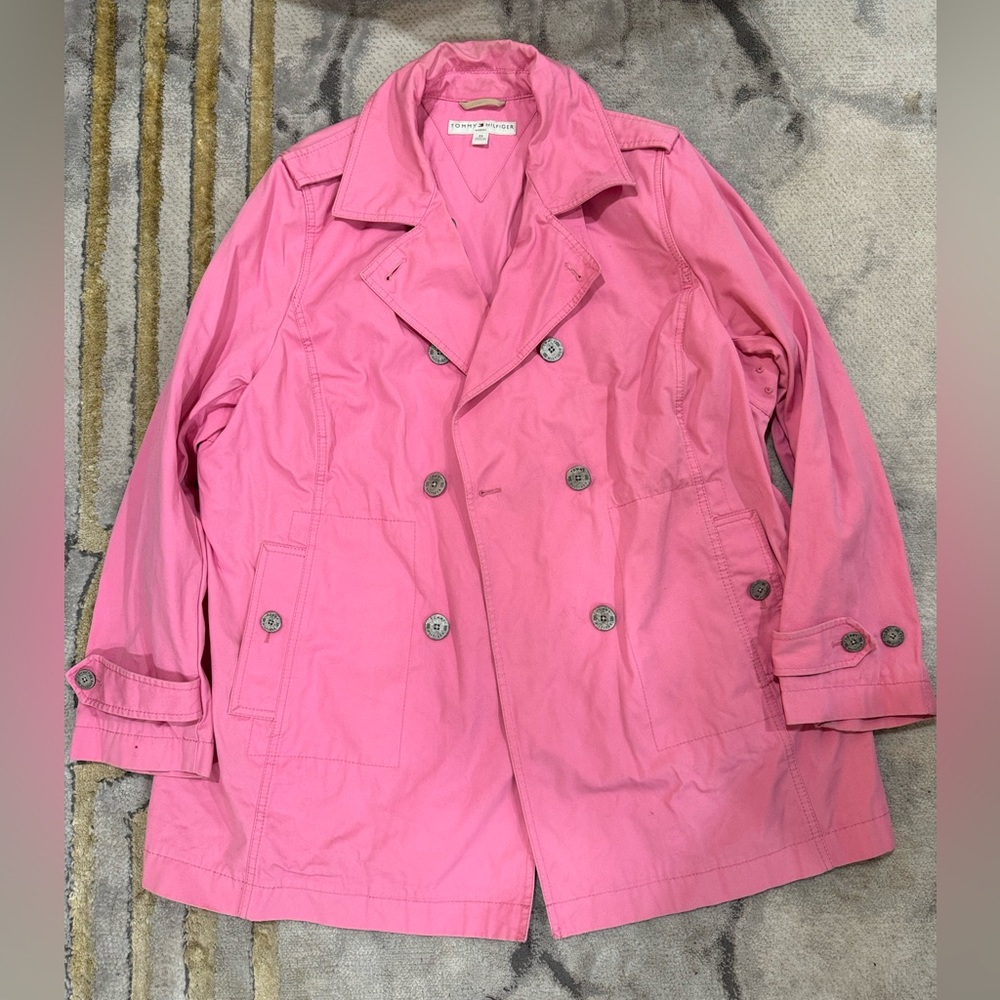 Tommy Hilfiger pink women’s long jacket/trench coat size 1x